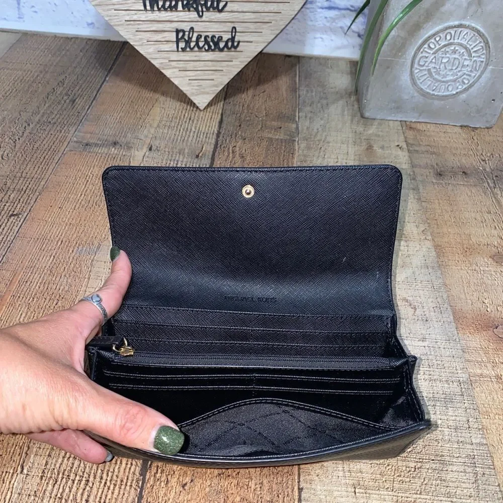 Michael Kors Purse / Purse Fulton Flap Continental Leather Black